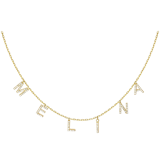 Personalized Diamond Letter Name Necklace - shopzeyzey