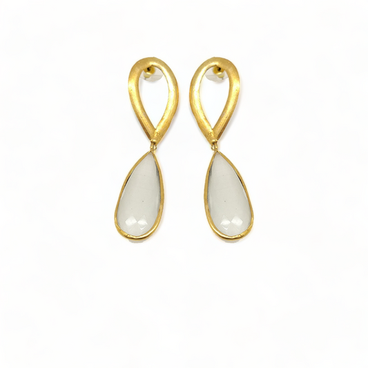 Mystical Allure | Handmade Gold-Plated White Cat's Eye Earrings - shopzeyzey