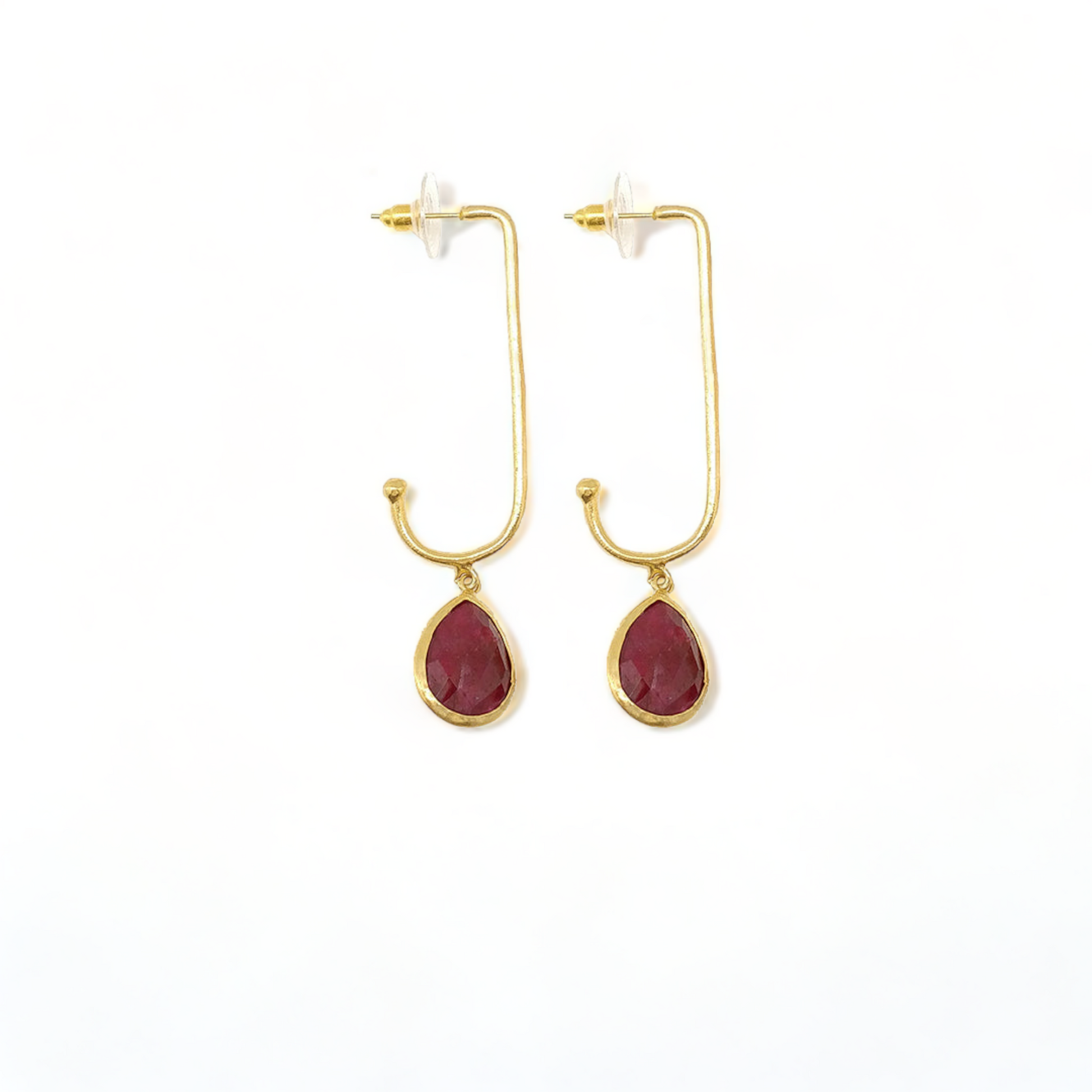 Passion and Elegance | Handmade Gold-Plated Ruby Corundum Earrings - shopzeyzey