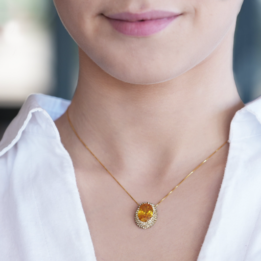 Citrine Pendant Necklace - shopzeyzey