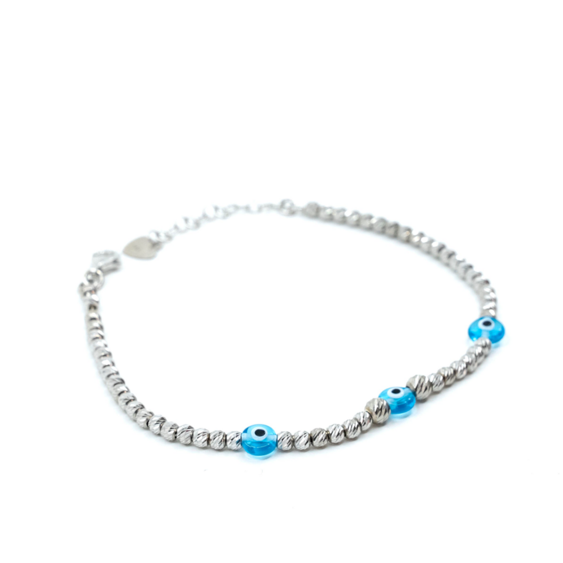 Silver Bracelet with Three Evil Eyes - shopzeyzey