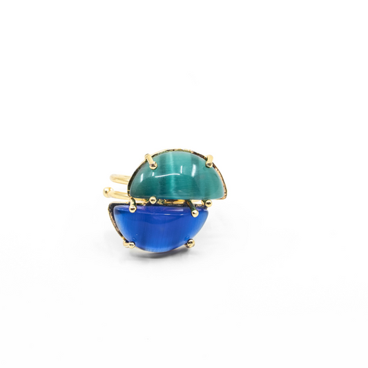 Light Blue and Dark Blue Cat Eye ring - shopzeyzey