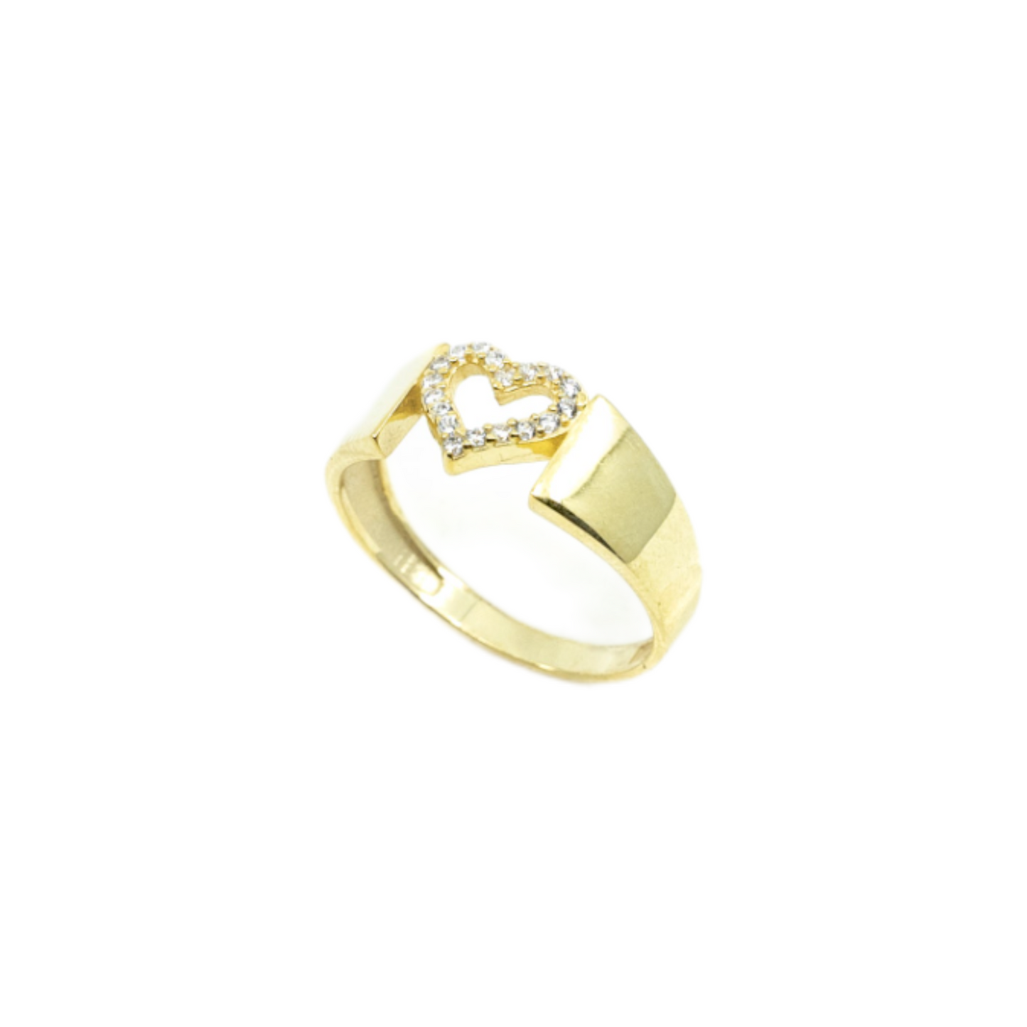 Open Heart Wide Band Gold Ring - shopzeyzey