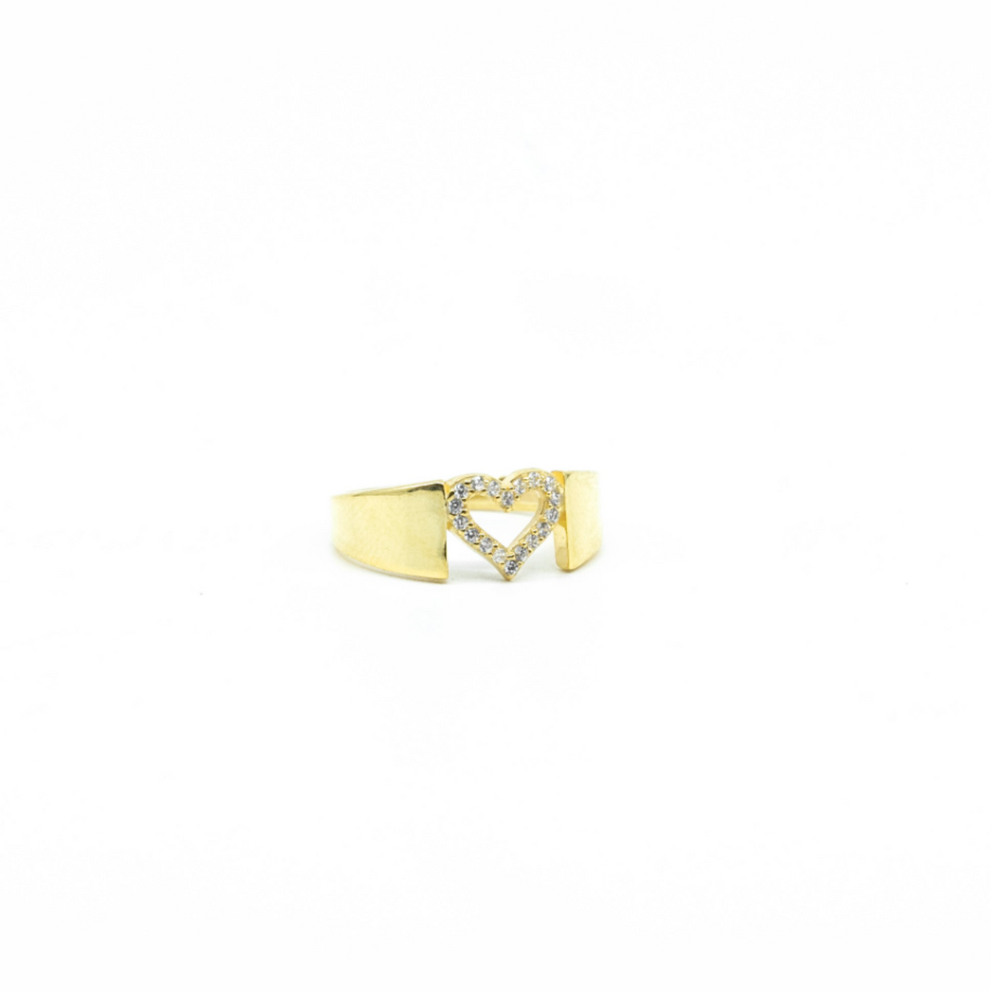 Open Heart Wide Band Gold Ring - shopzeyzey