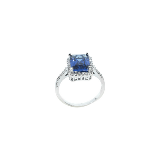 Cushion Cut Blue Sapphire Ring - shopzeyzey