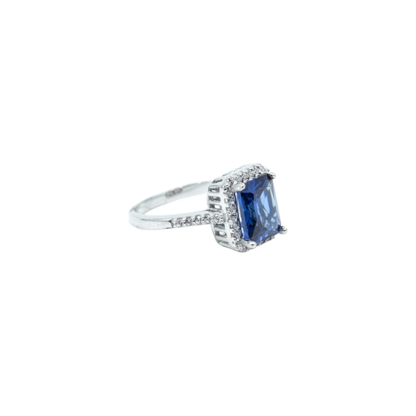 Cushion Cut Blue Sapphire Ring - shopzeyzey