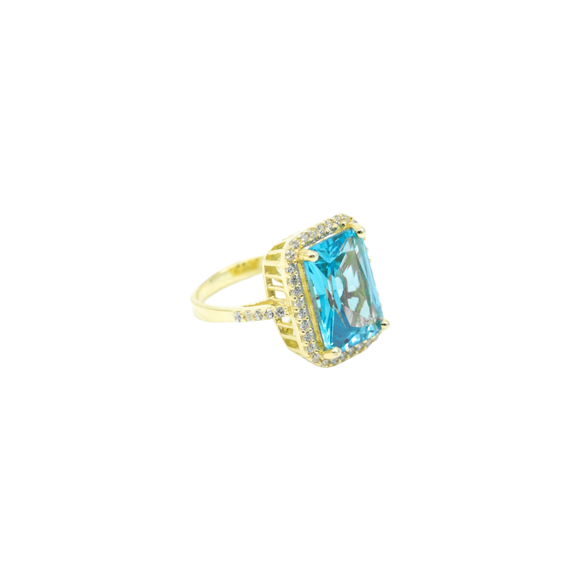 Gold Ring With Light Blue Stone - shopzeyzey