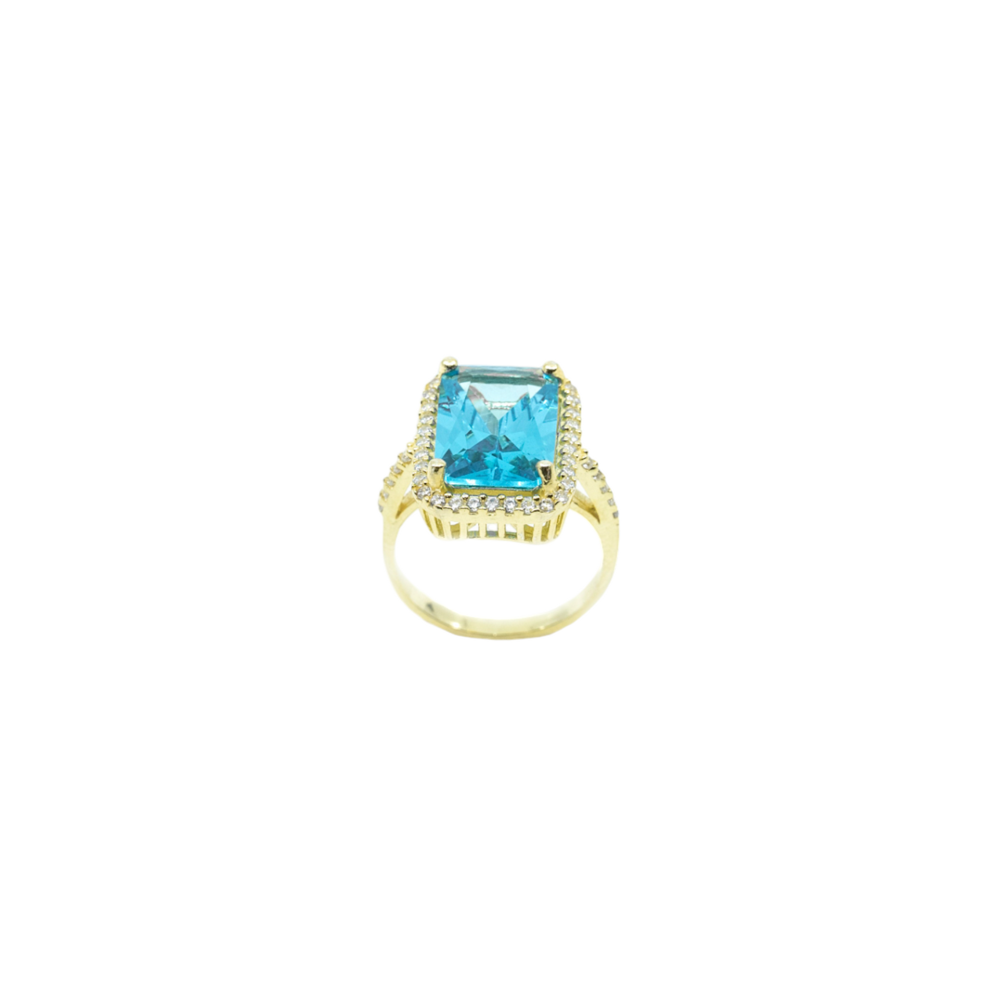 Gold Ring With Light Blue Stone - shopzeyzey