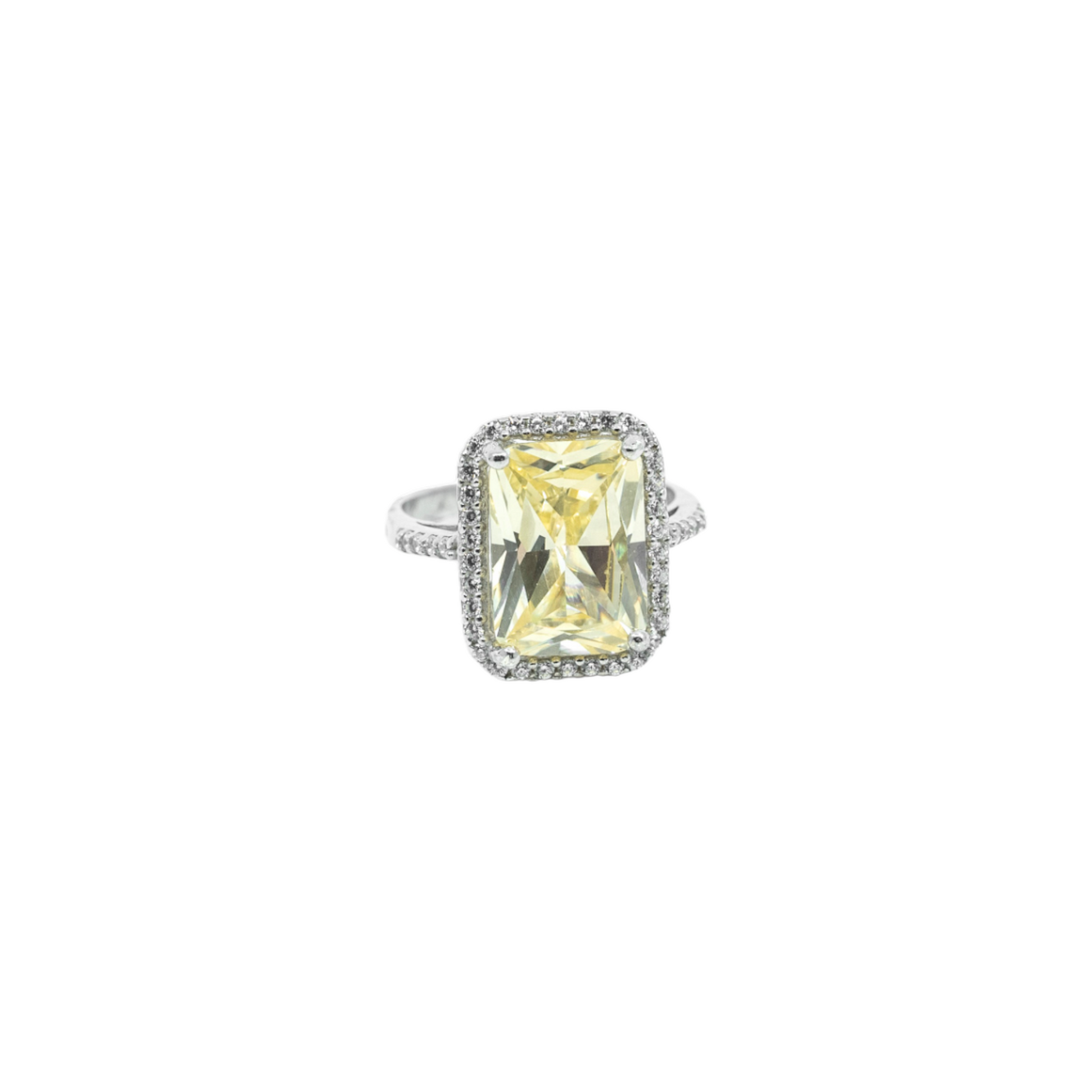 Canary Emerald Cut Ring Sterling Silver - shopzeyzey