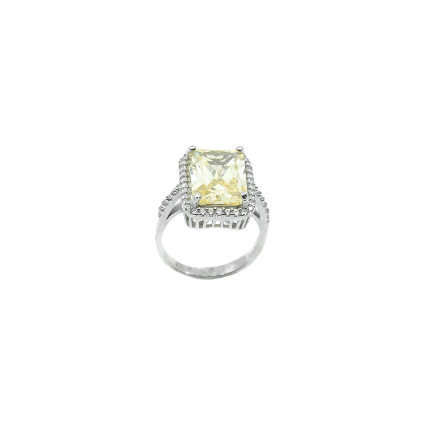 Canary Emerald Cut Ring Sterling Silver - shopzeyzey