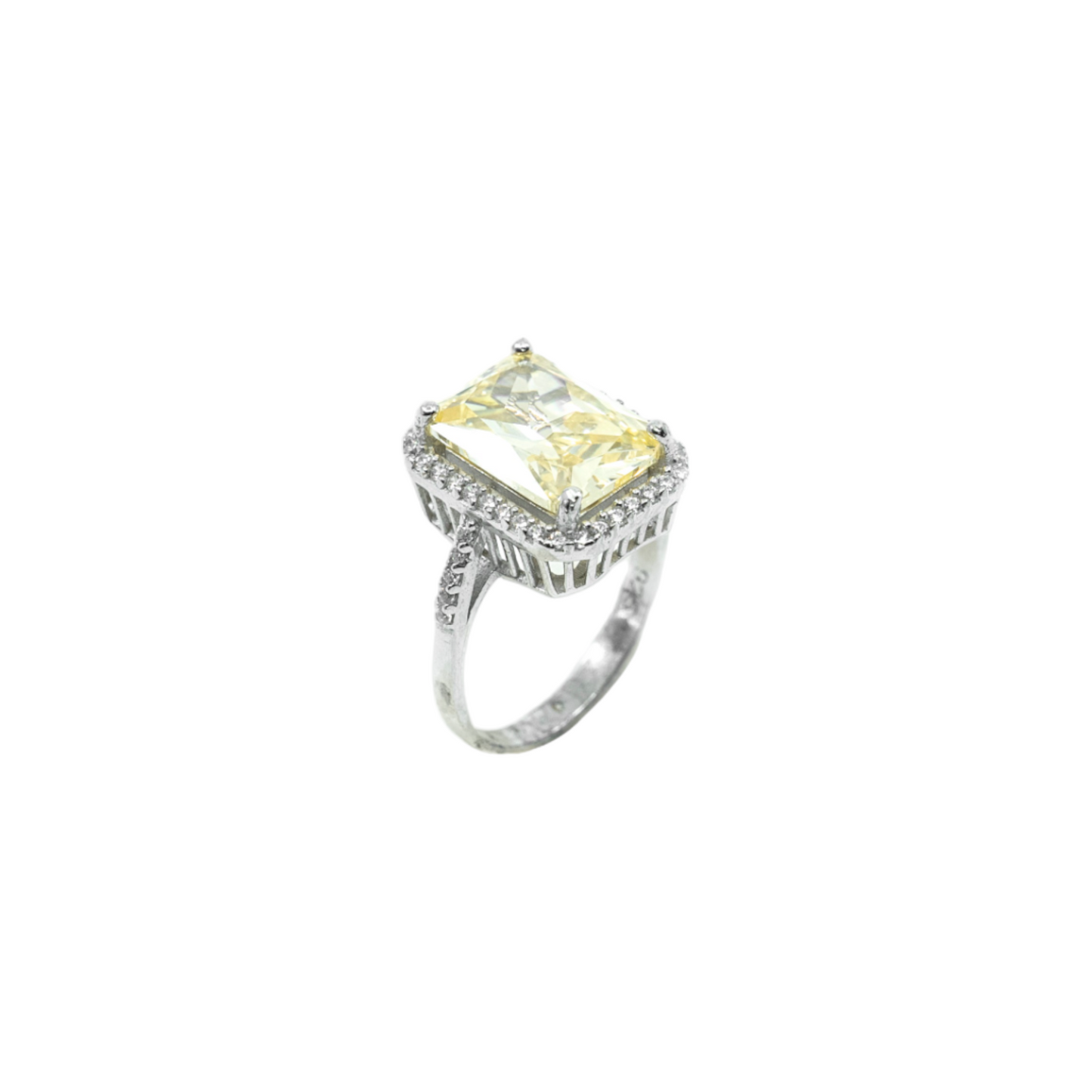 Canary Emerald Cut Ring Sterling Silver - shopzeyzey