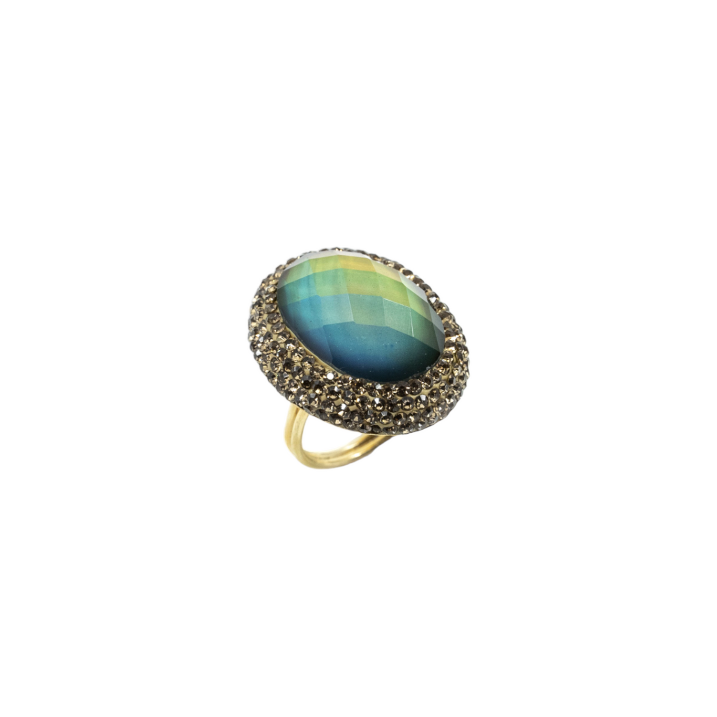 Round Diaspore Color Changing Ring With Hematite Trim - shopzeyzey