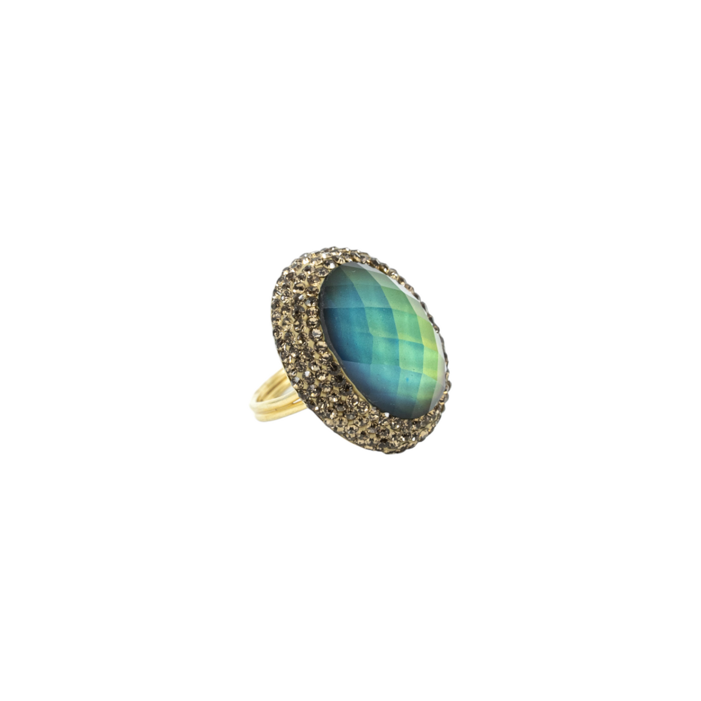 Round Diaspore Color Changing Ring With Hematite Trim - shopzeyzey