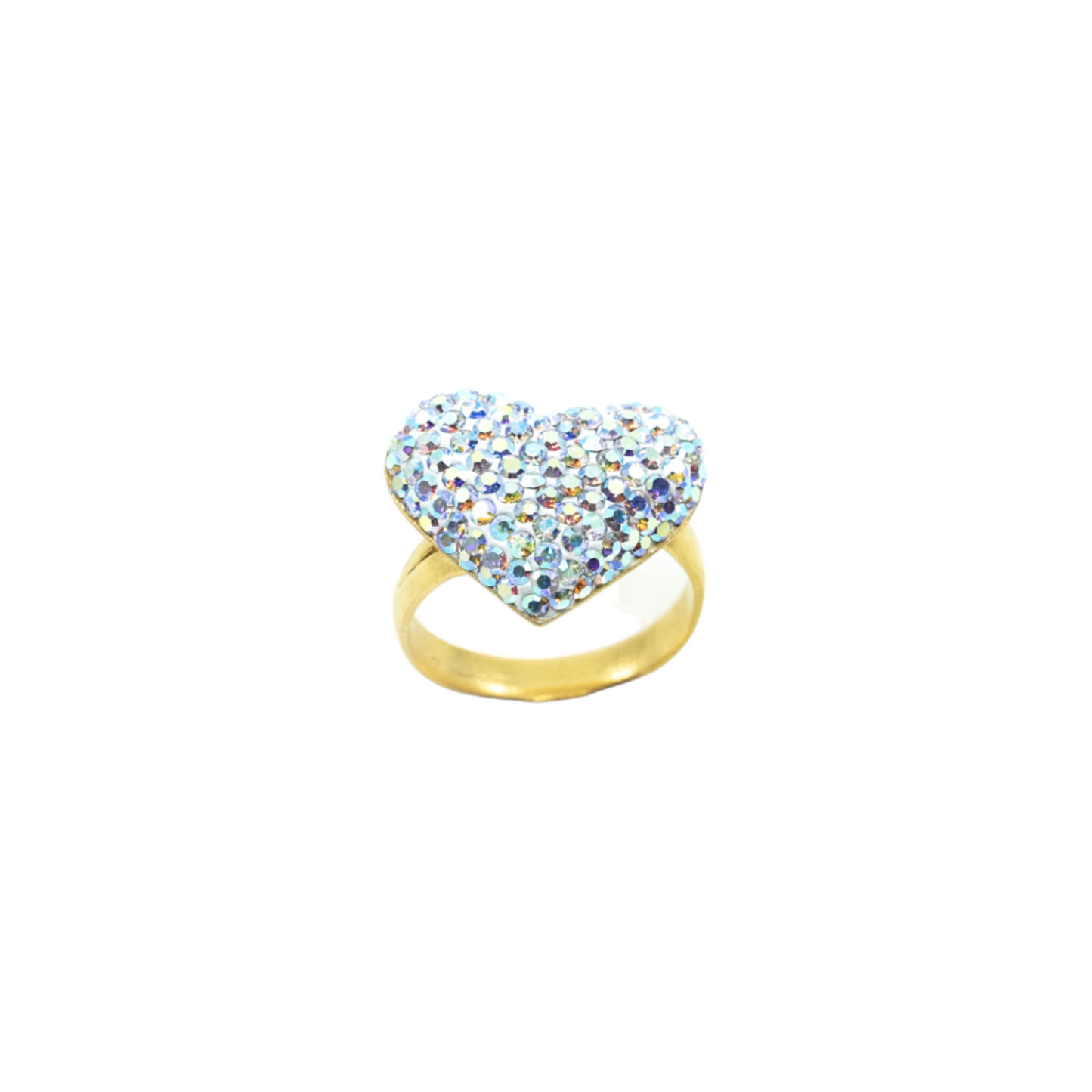 Silver Stone Gold Heart Ring - shopzeyzey