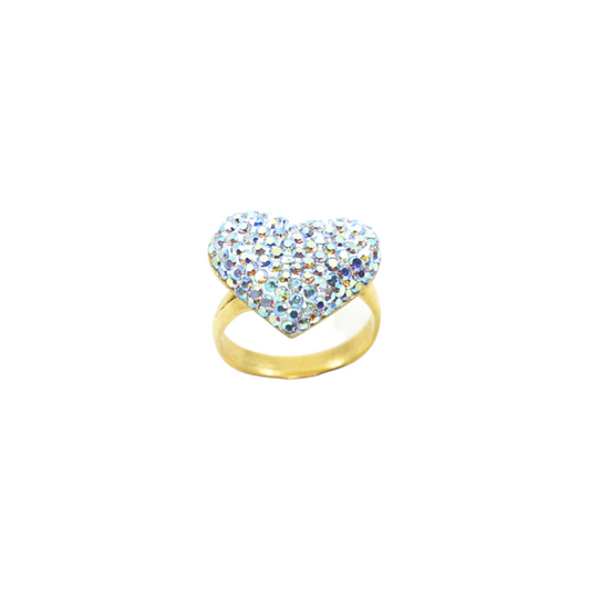 Silver Stone Gold Heart Ring - shopzeyzey