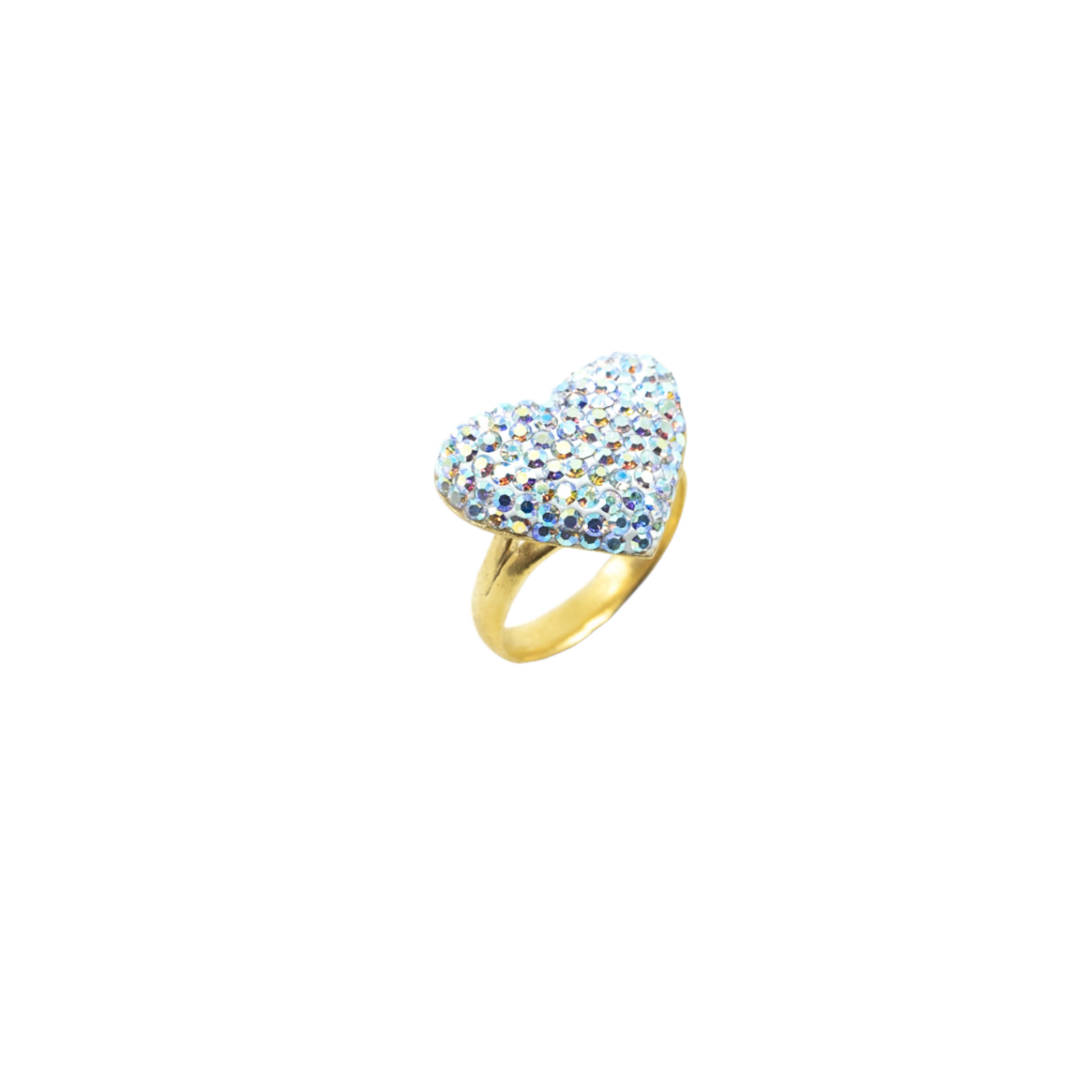 Silver Stone Gold Heart Ring - shopzeyzey