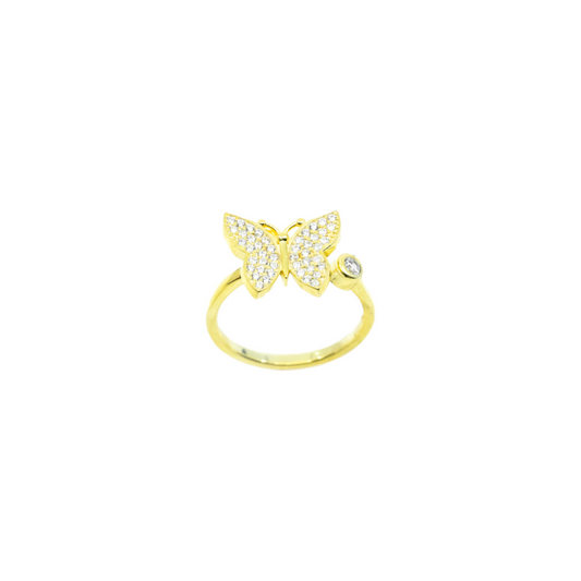 Gold Butterfly Ring With CZ Stones - shopzeyzey