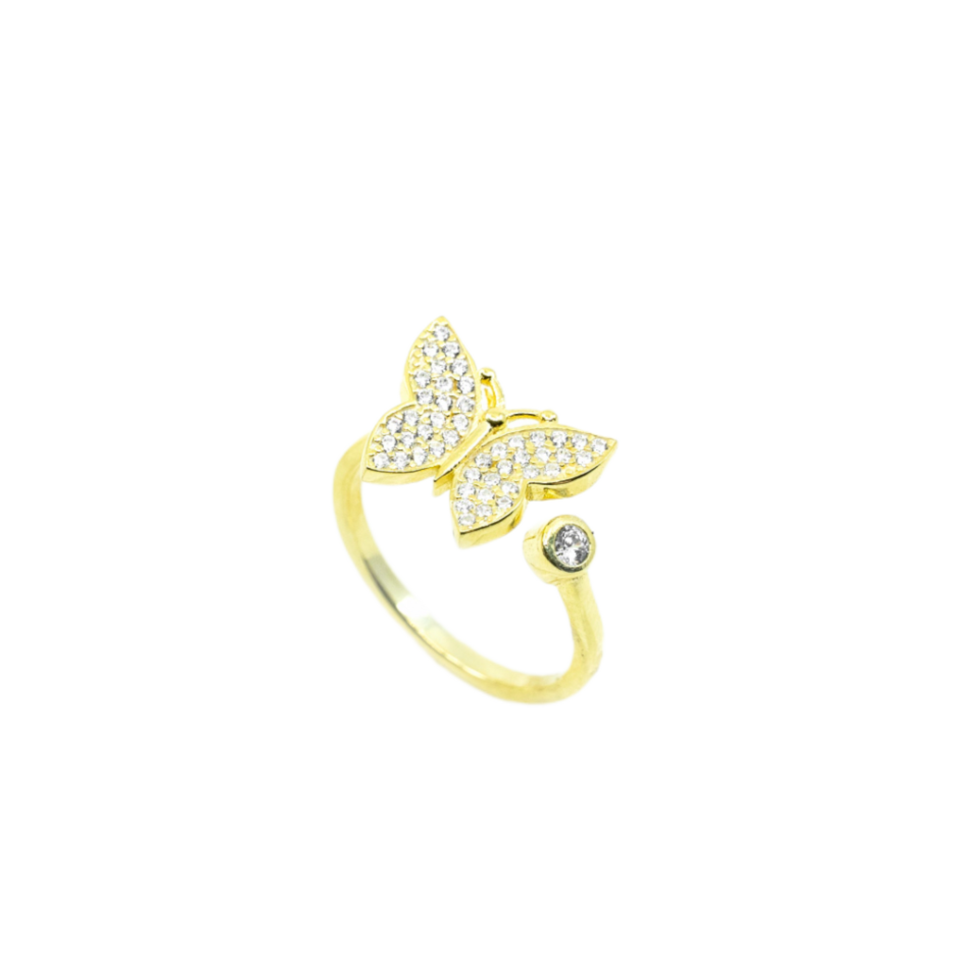 Gold Butterfly Ring With CZ Stones - shopzeyzey