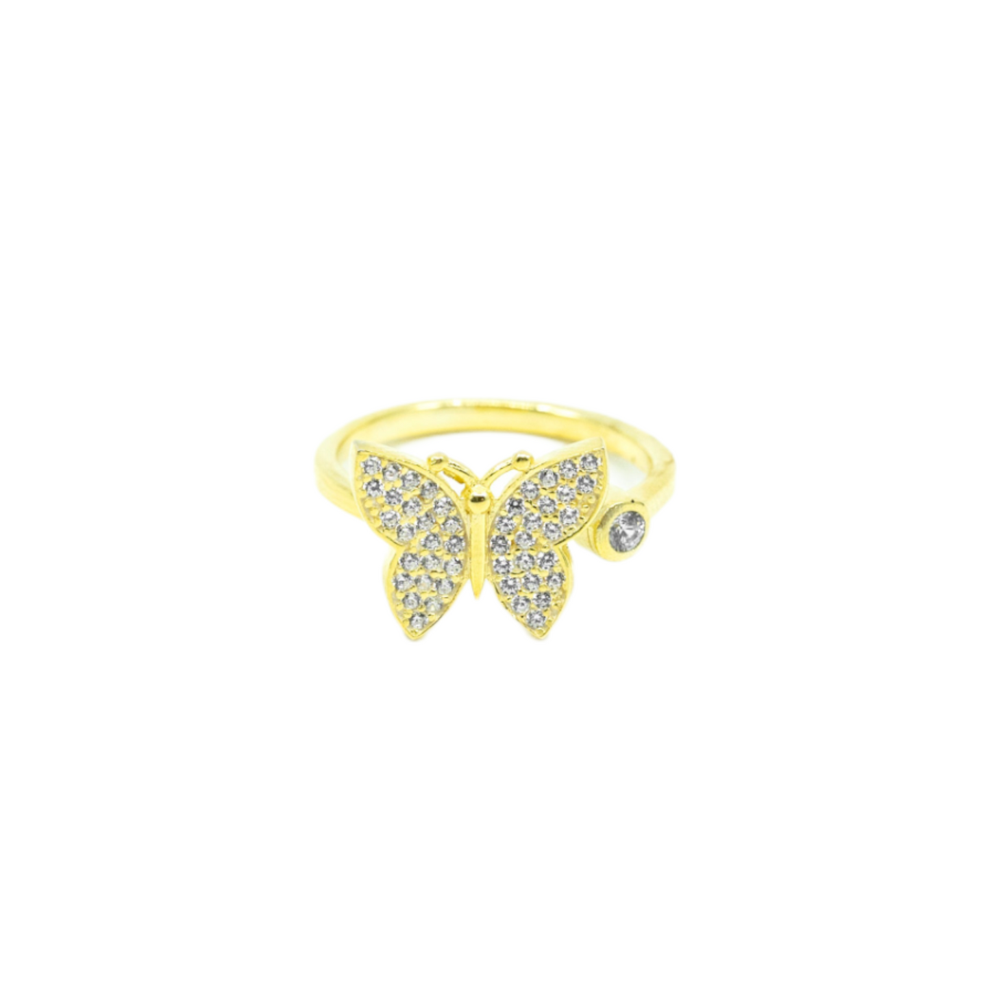 Gold Butterfly Ring With CZ Stones - shopzeyzey