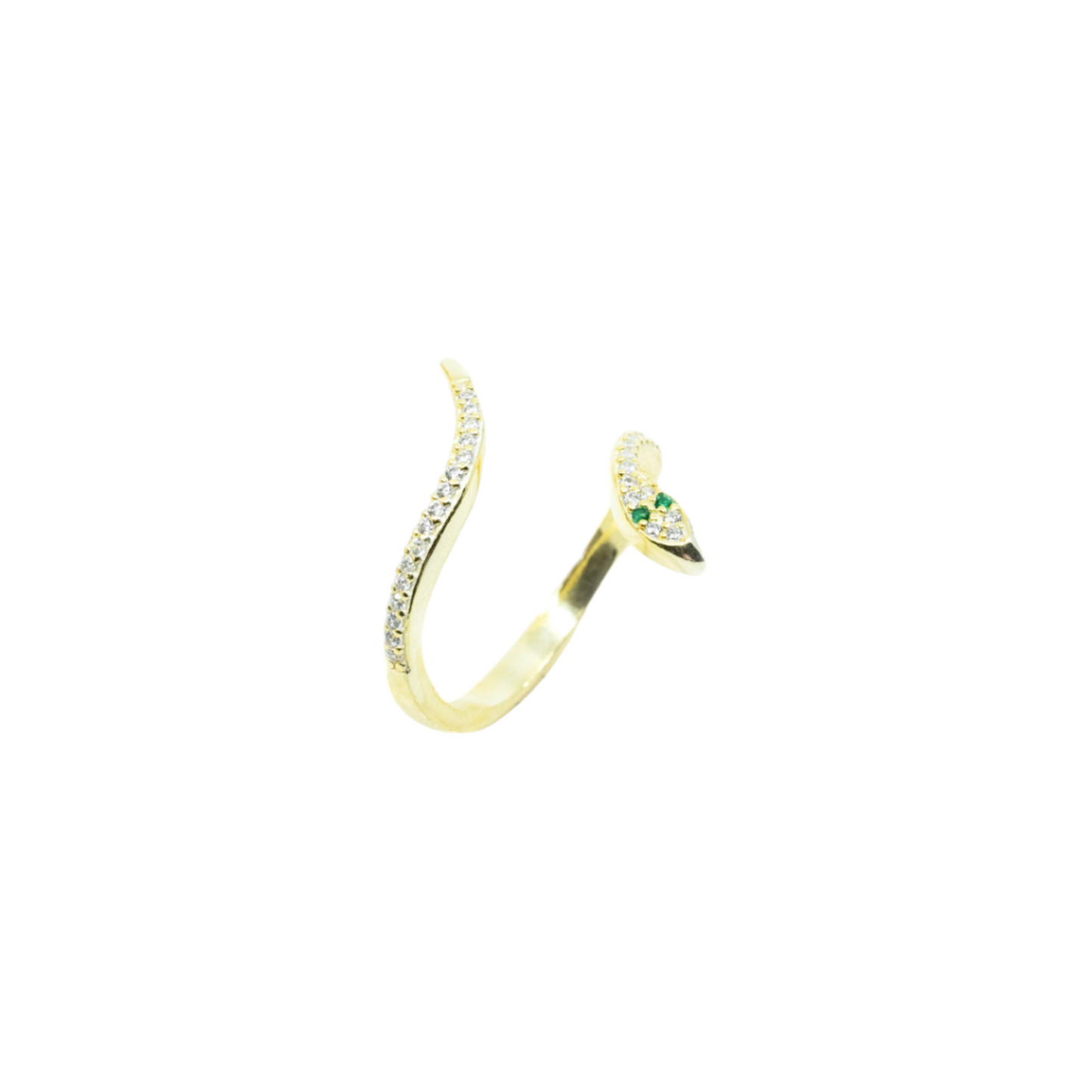 Gold Snake Ring With Emerald Eyes - shopzeyzey