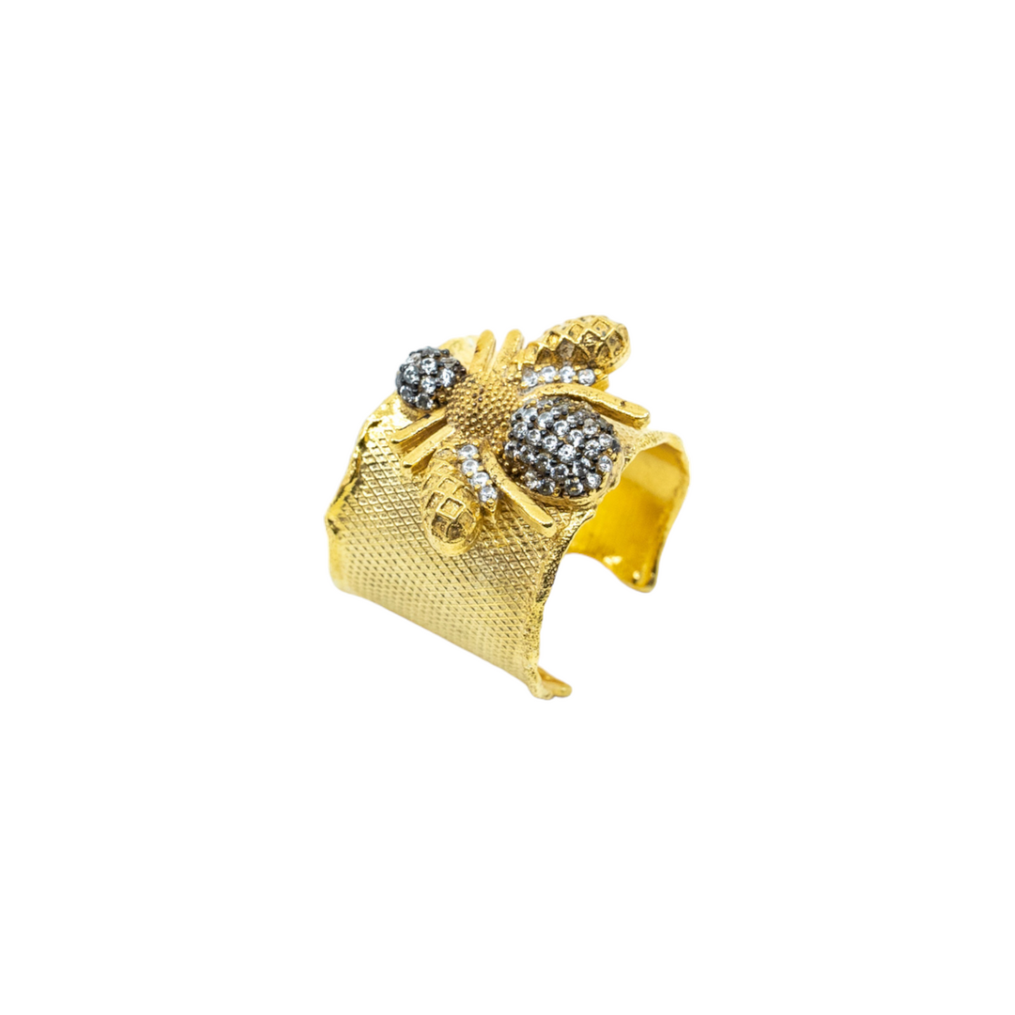 Gold Wide Band Bumble Bee Ring - shopzeyzey