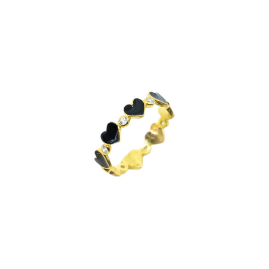 Black Heart To Heart Ring With CZ Diamonds - shopzeyzey