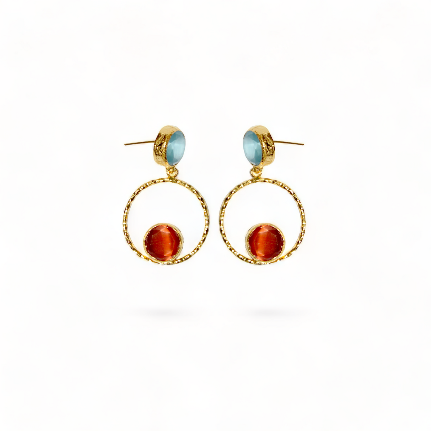 Aurora Orange Eyes Gold Earrings - shopzeyzey