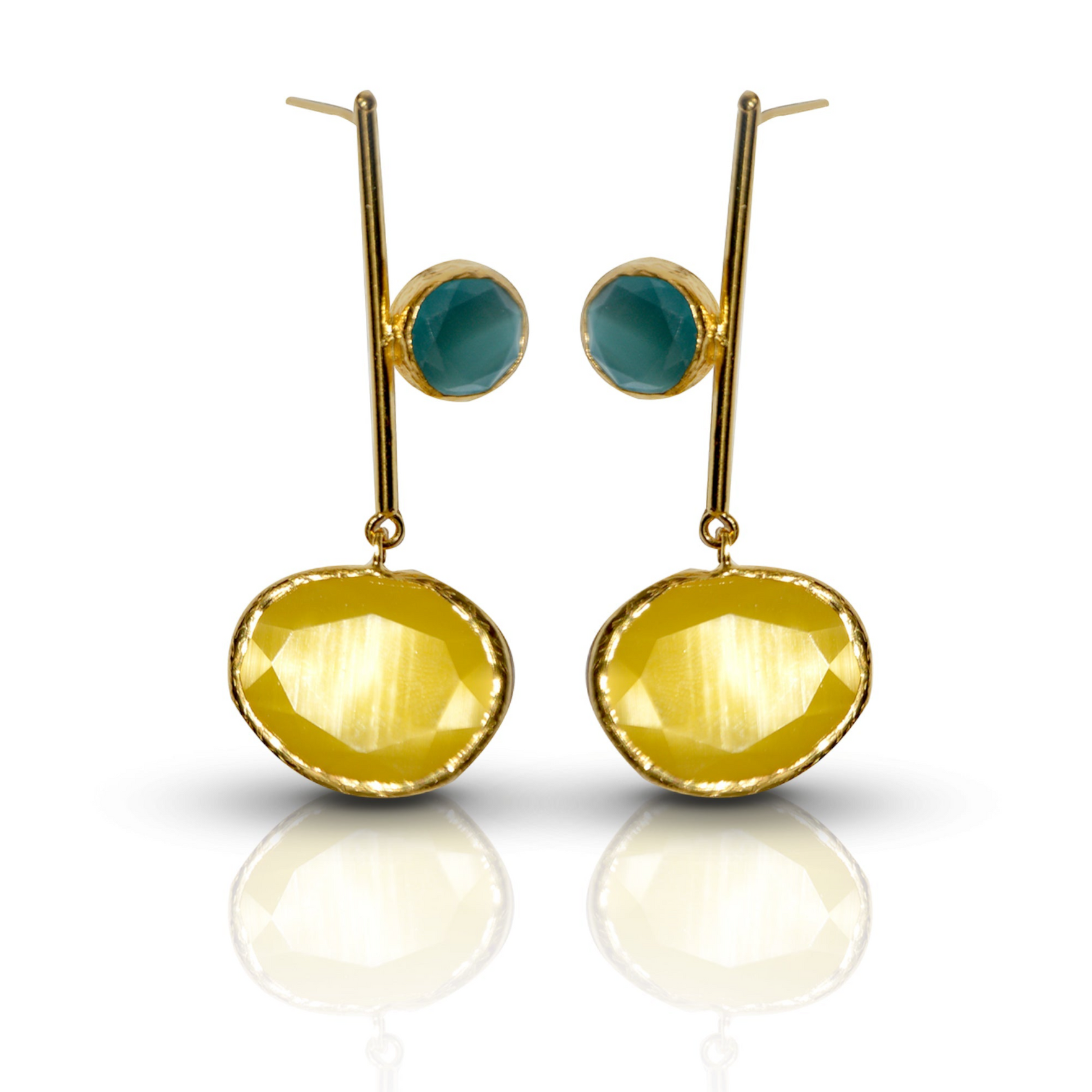 Aurora Mustard Modern Gold Earings - shopzeyzey