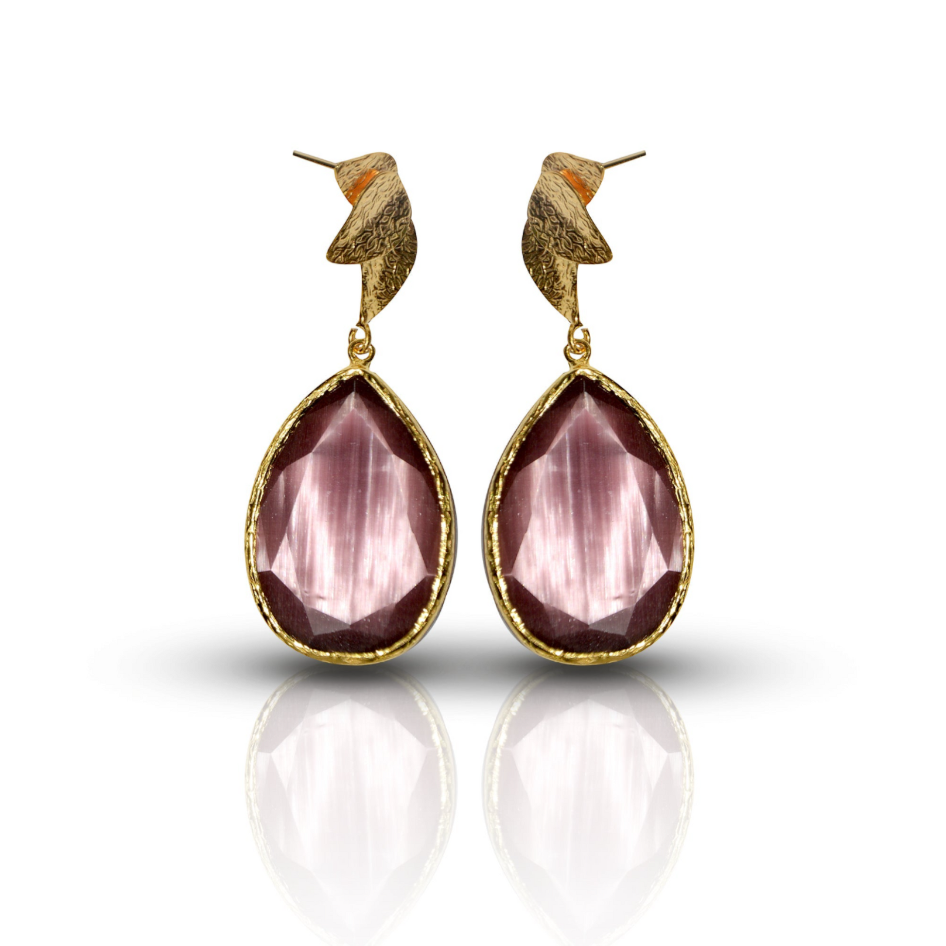 Aurora Purple Tulip Gold Earrings - shopzeyzey