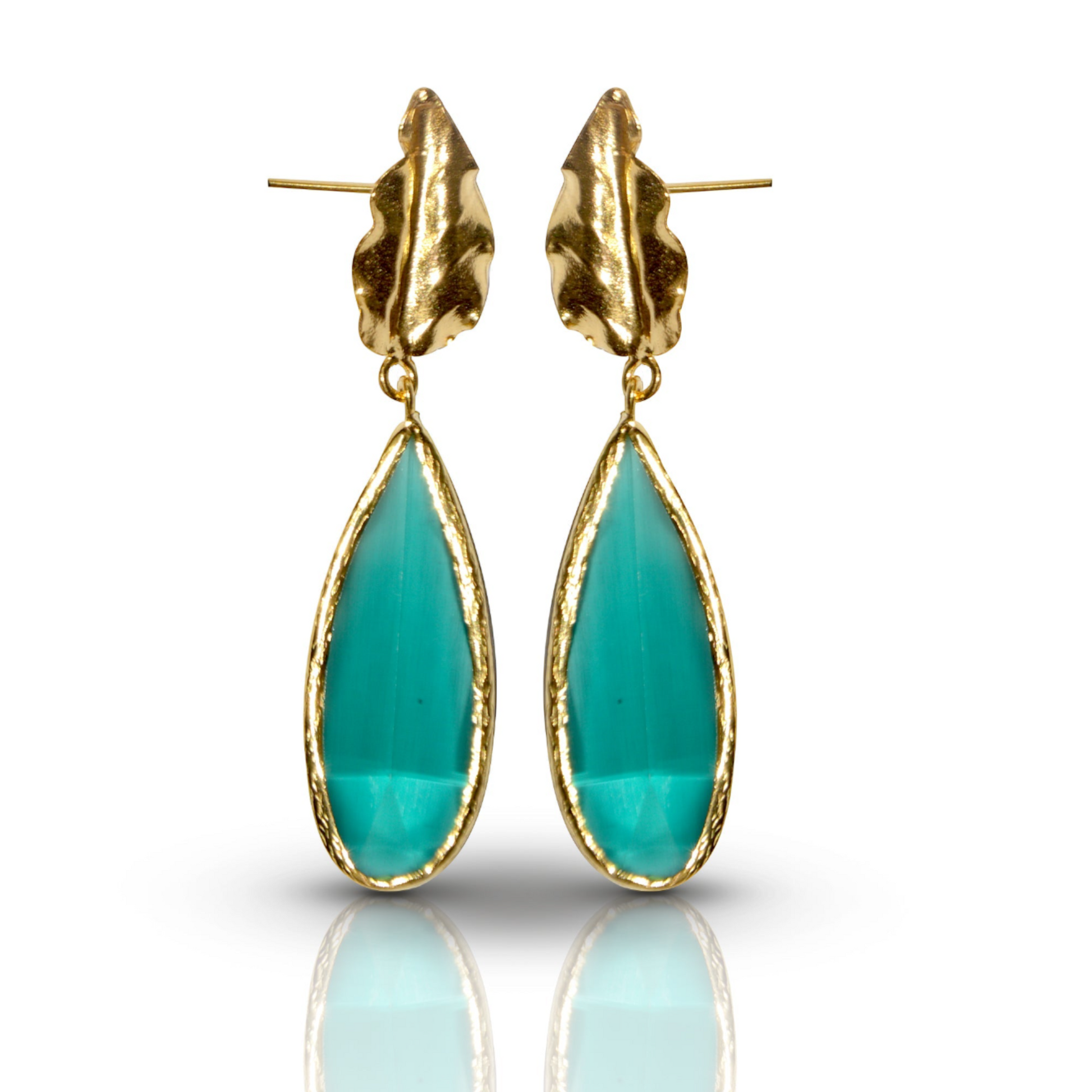 Aurora Pine Leaf Gold Earrings - shopzeyzey