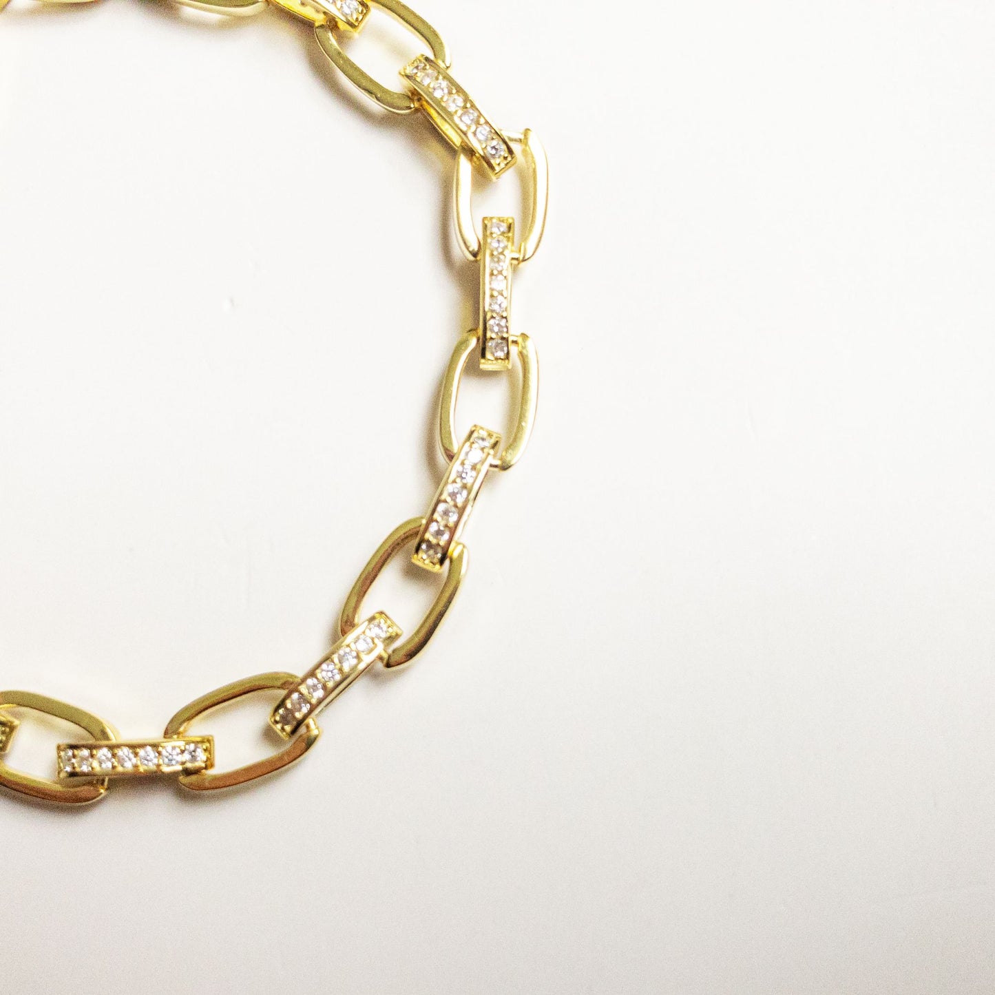 White CZ Link Chain Bracelet