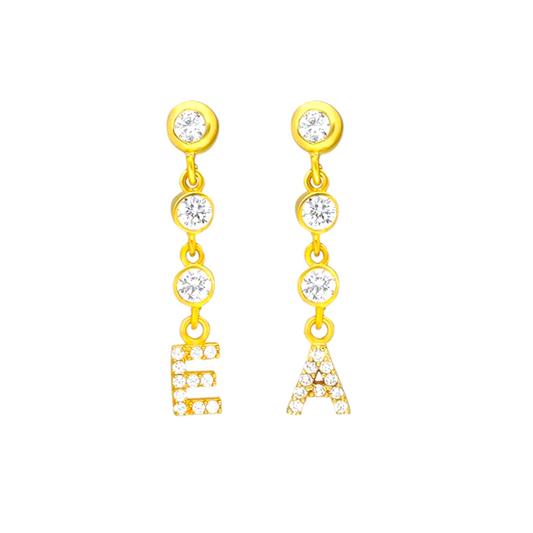 Personalized Diamond Chain Initial Earring - shopzeyzey