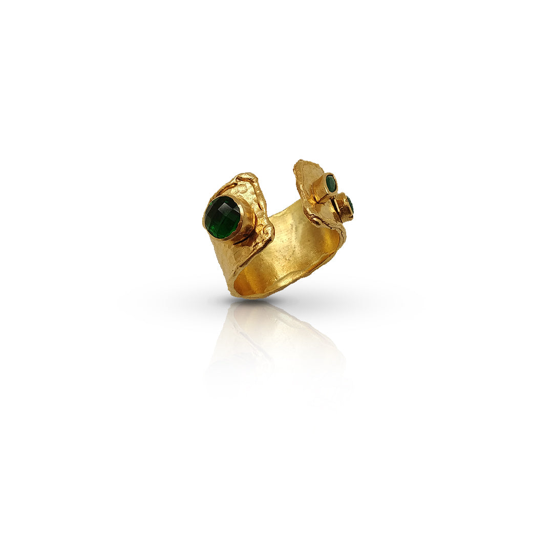 Aurora Fancy Two Side Cuff Gold Ring - shopzeyzey