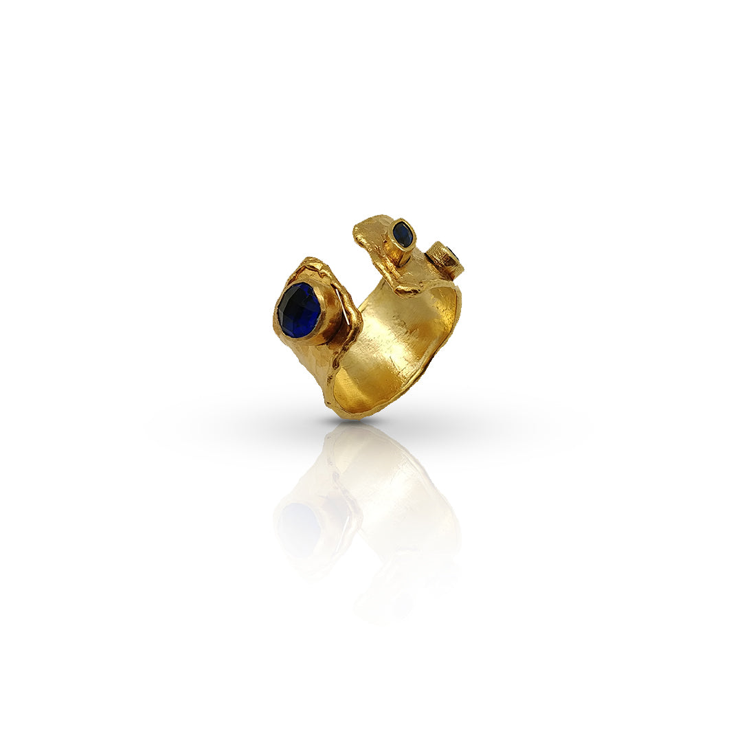 Aurora Fancy Two Side Cuff Gold Ring - shopzeyzey