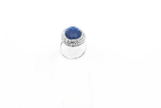 Emerald cut blue stone ring - shopzeyzey