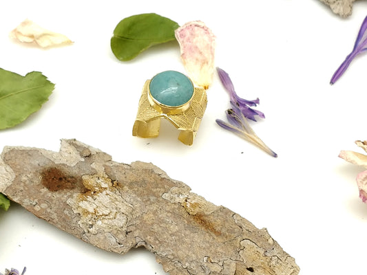 Blue Stone Gold Finger Ring - shopzeyzey