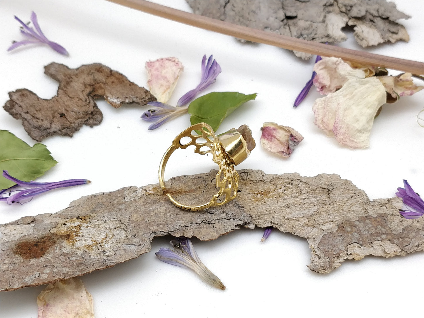 Rough Citrine Gold Ring - shopzeyzey