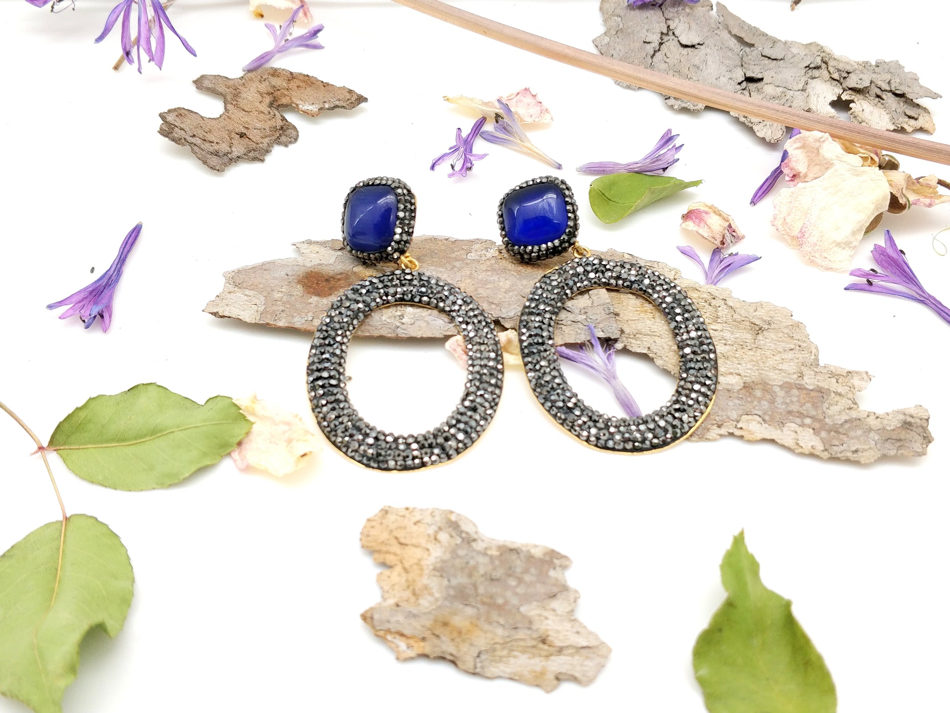 Sapphire Round Earrings - shopzeyzey