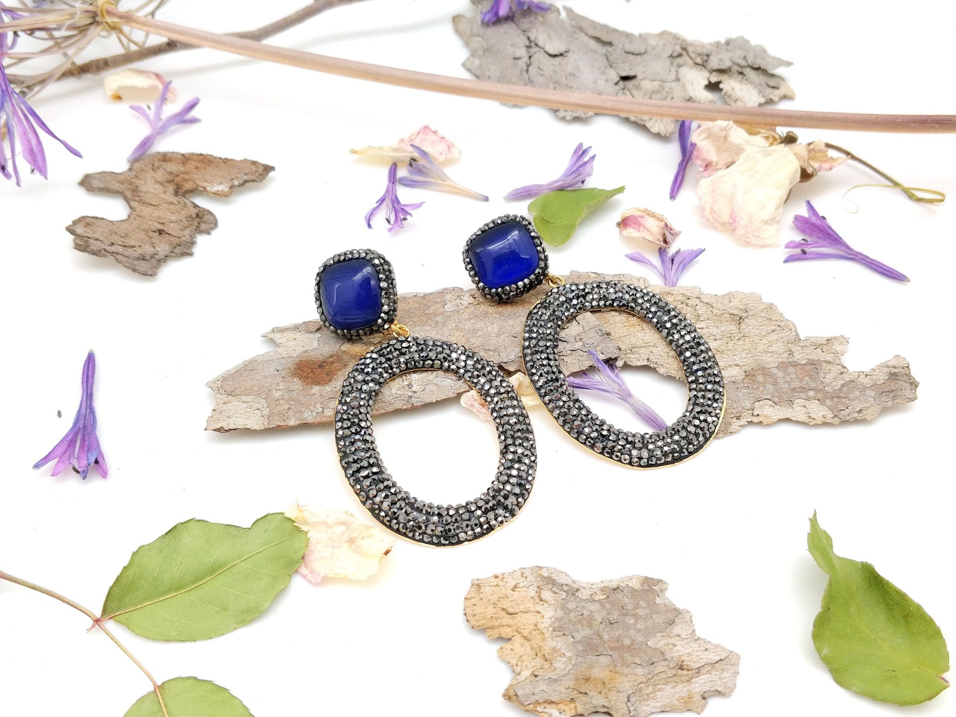 Sapphire Round Earrings - shopzeyzey